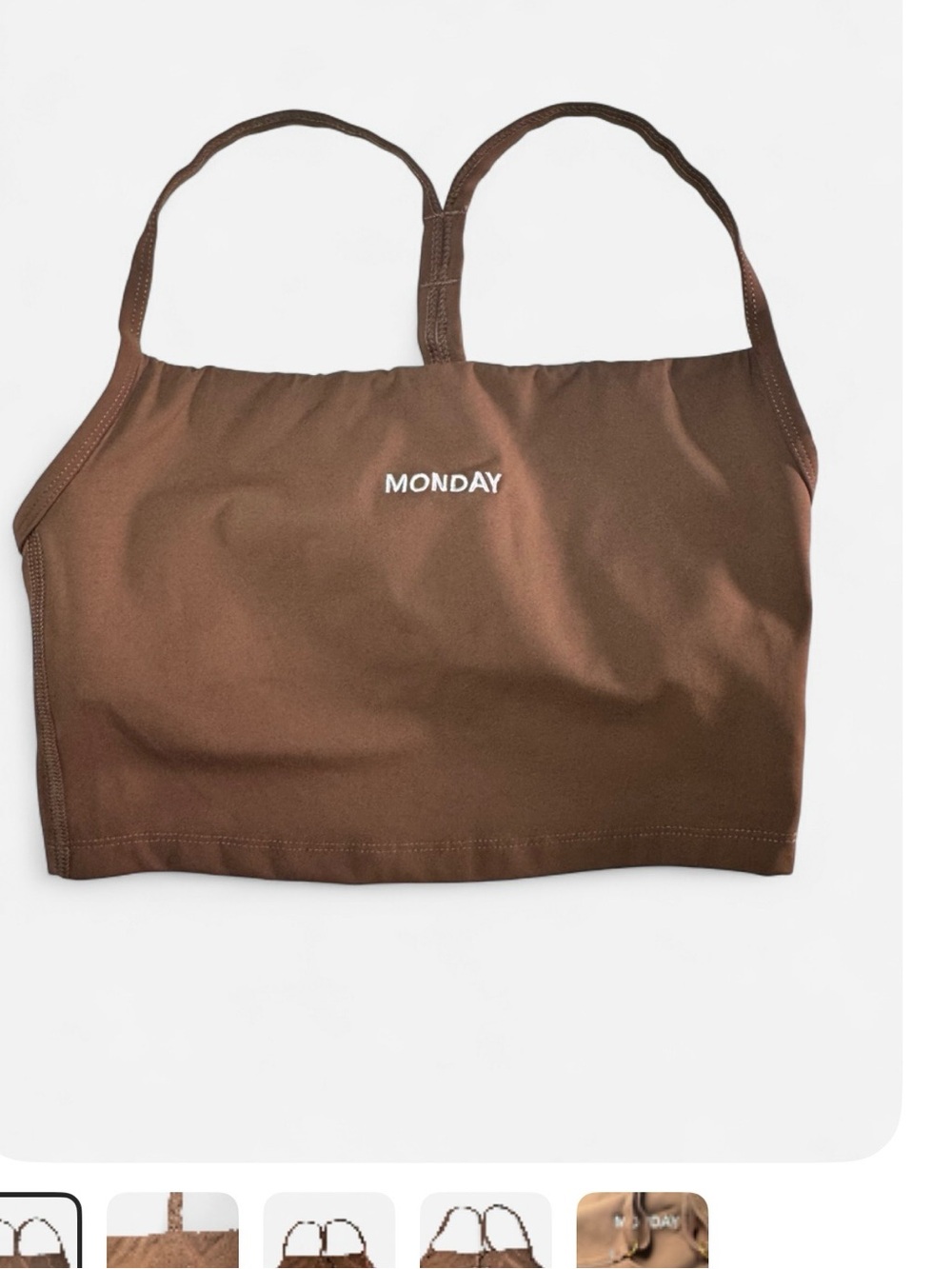 MONDAY Active Brown High Neck Strappy Longline Sports Bra - Size S